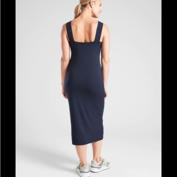 Athleta Dresses & Skirts - Athleta Santorini Midi Solid Navy Blue Dress XS Elevated Basic Casual Athleisure